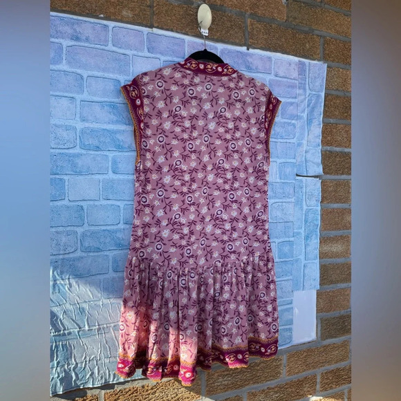Poupette St.Barth Amora Drop Waist Mini Dress in pink/Purple Margot small - Picture 9 of 12